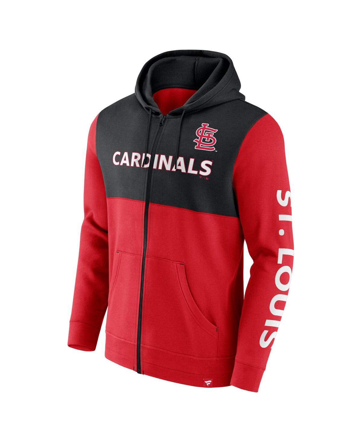 Fanatics Men's Red/black St. Louis Cardinals Ace Hoodie Full-zip Sweatshirt In Red,black