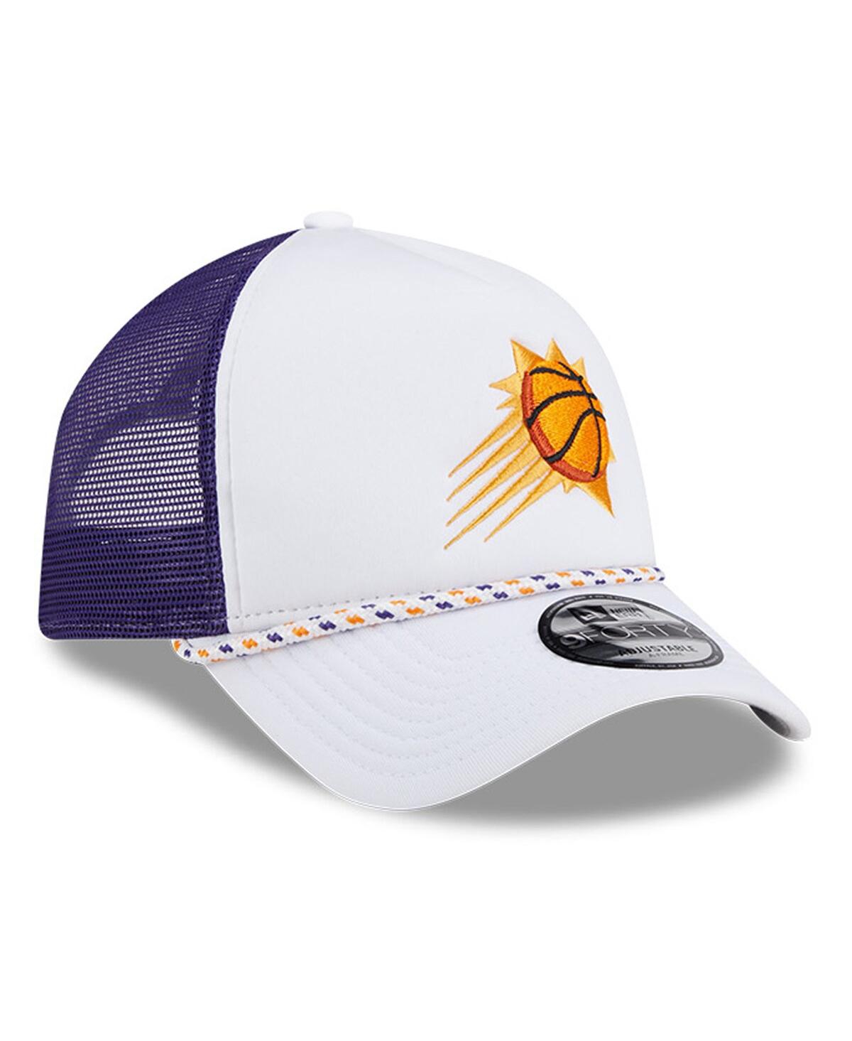 New Era Men's White/purple Phoenix Suns Court Sport Foam A-frame 9forty Adjustable Trucker Hat