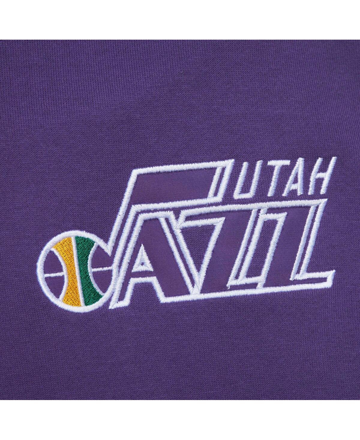 Mitchell & Ness Men'sUtah Jazz Team Og 2.0 Vintage Logo Fleece Pullover Hoodie - Purple