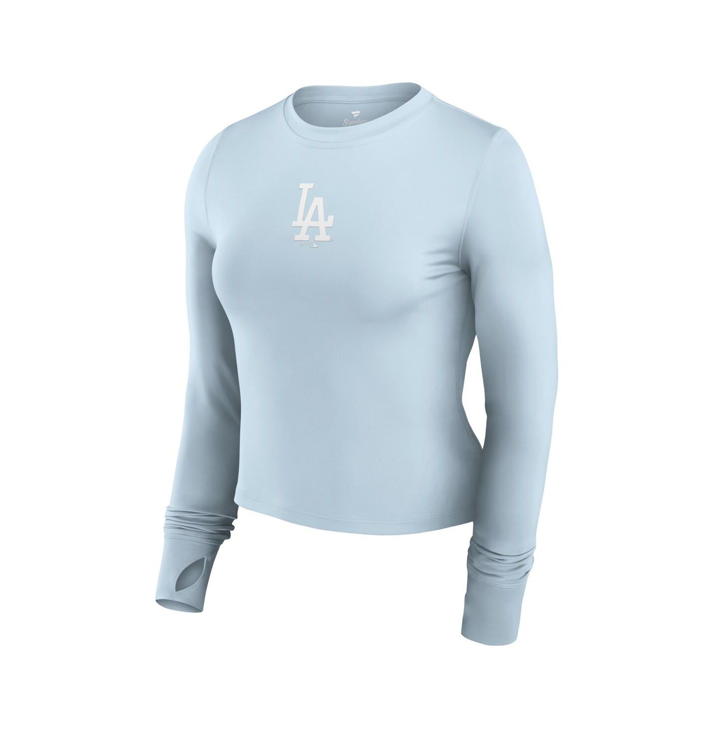 Женский топ Fanatics Light Blue Los Angeles Dodgers Studio Fitted Long Sleeve Gym — фото 2