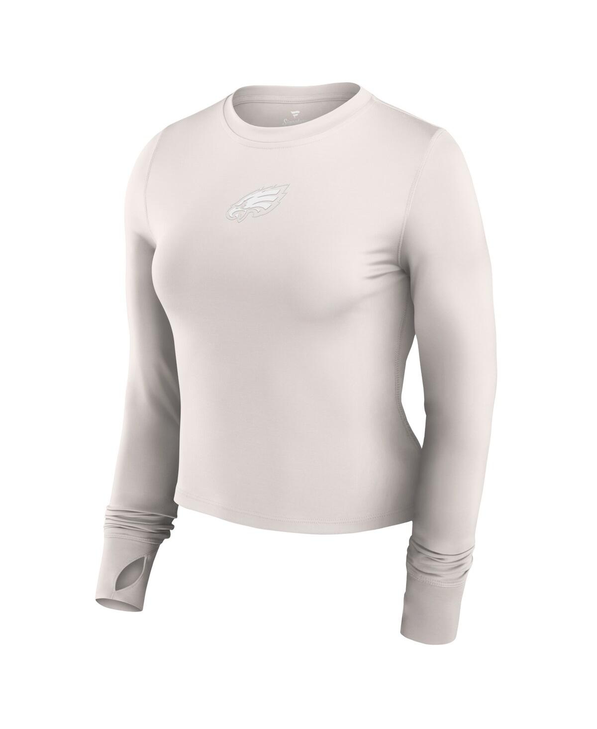 Fanatics Women's White Philadelphia Eagles Studio Fitted Long Sleeve Gym Top In White