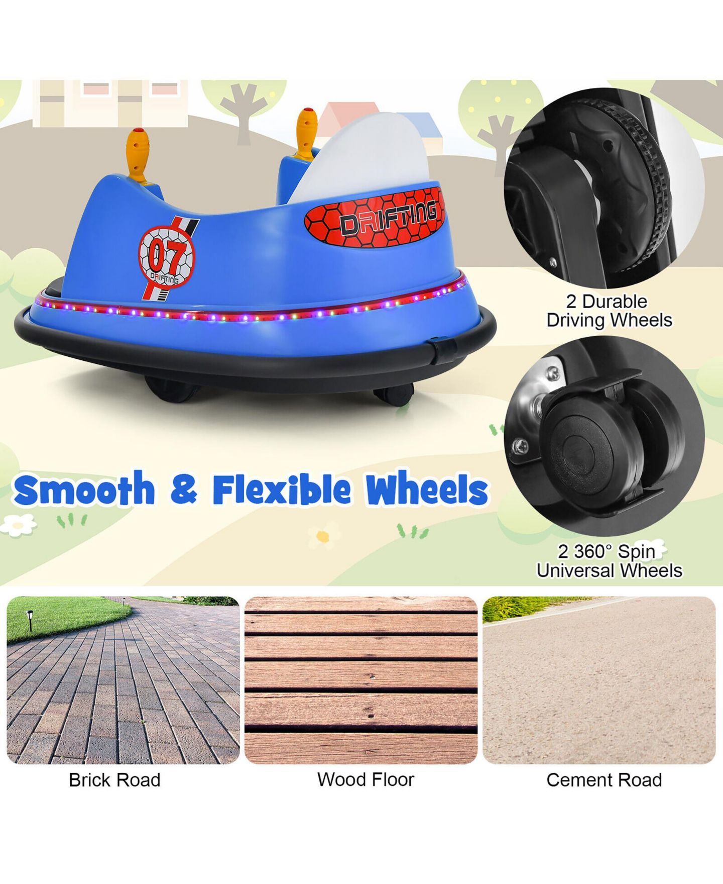 Детская игрушка Gymax 360-Degree Spin Remote Control Ride-On Bumper Car, цвет: Жёлтый, вариант 1 — фото 4