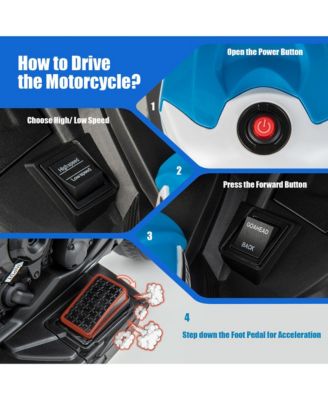 12V Kids Ride on Motorcycle Licensed BMW 3 Wheels Electric Toy w/ Light & Music Red