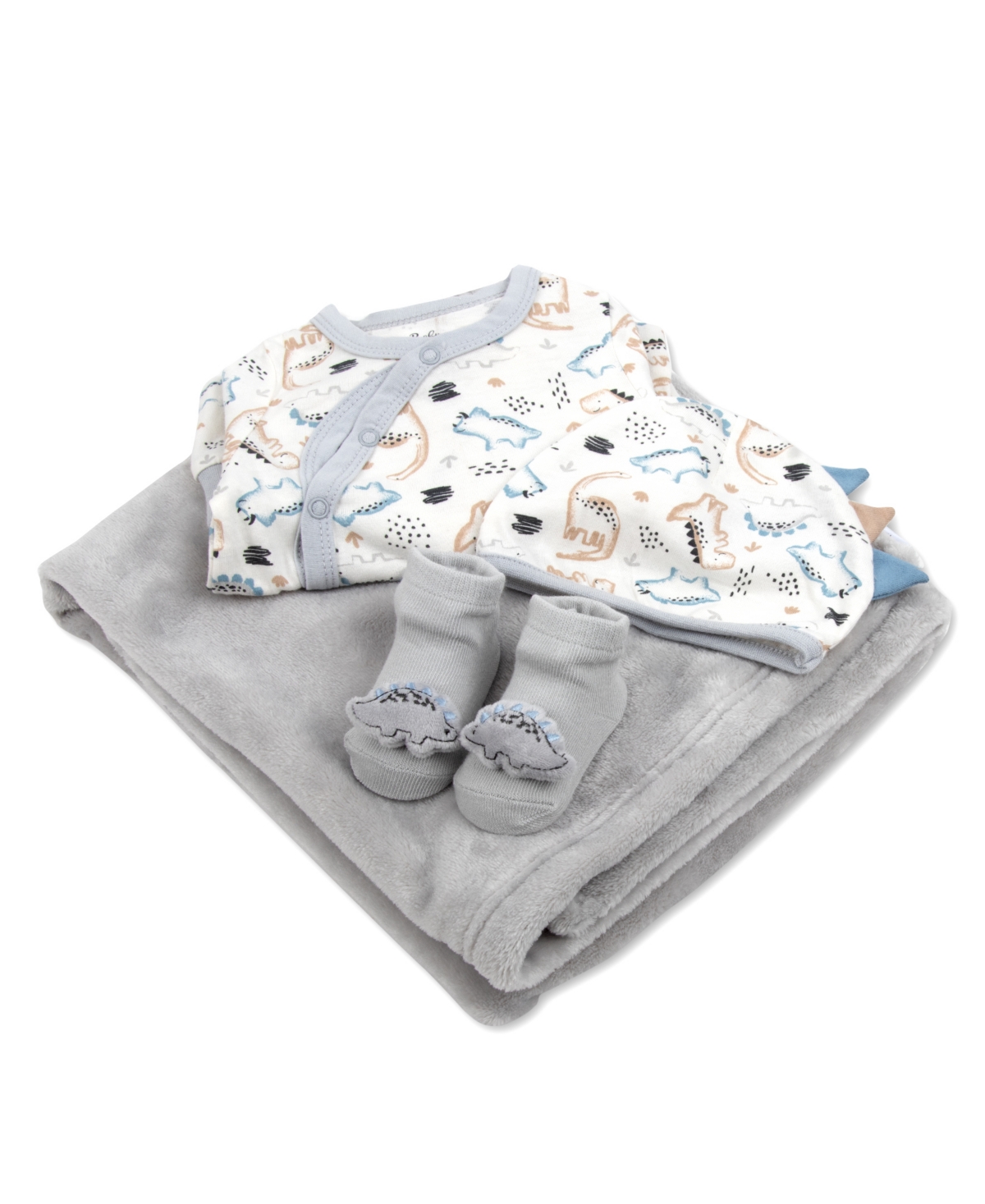 Baby Essentials Baby Boy Dino Coverall, Blanket, Hat & Sock, 4-Piece Set