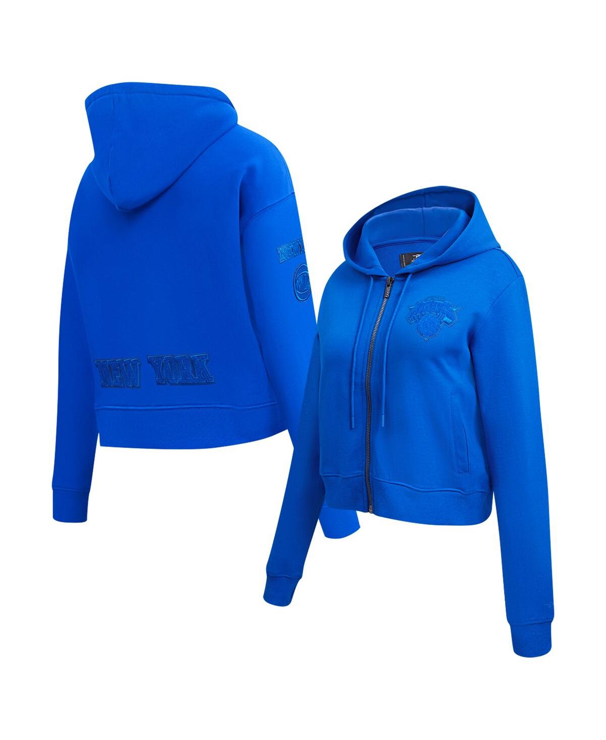 Women's Blue New York Knicks Triple Tonal Full-Zip Hoodie - Blue