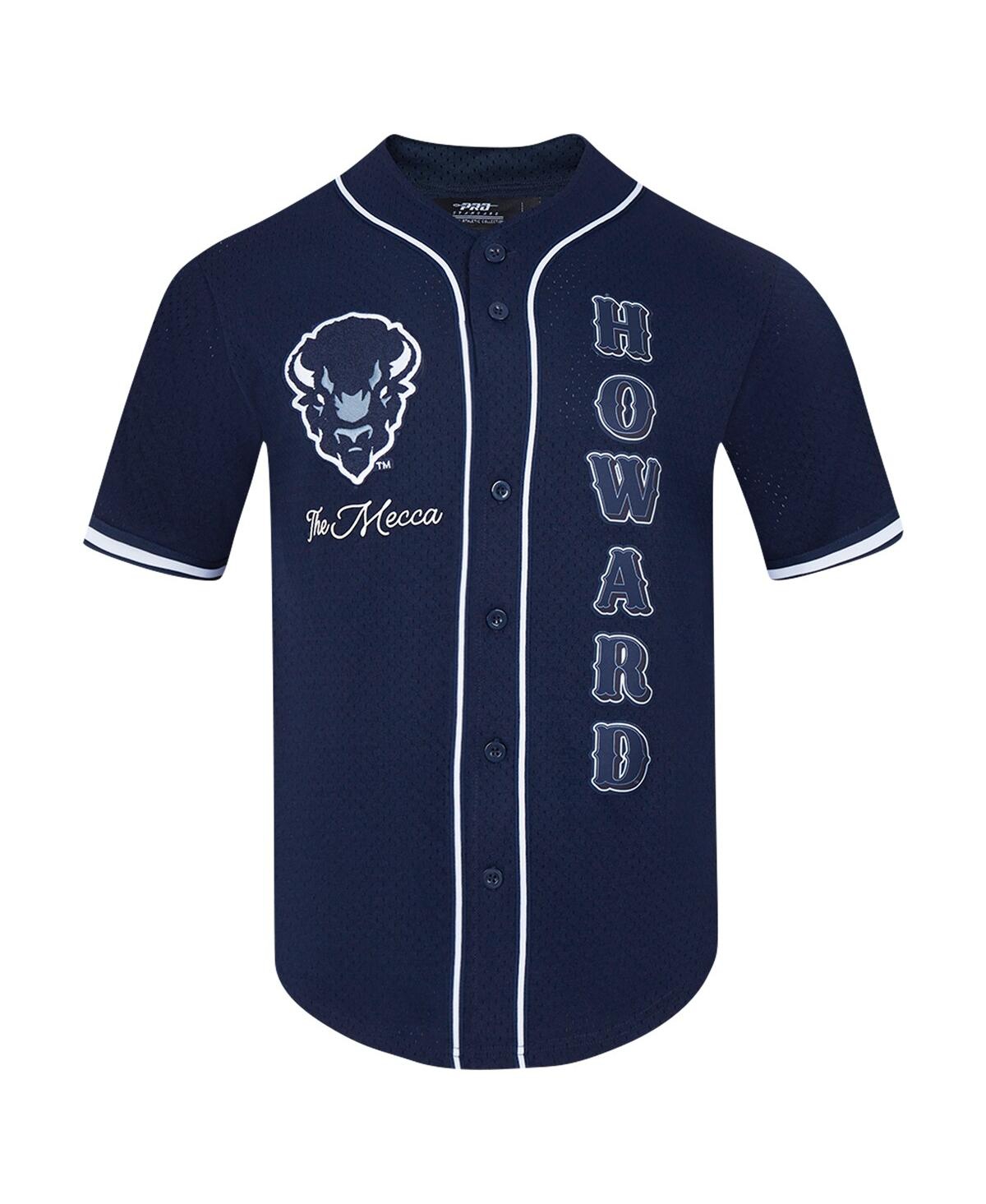 Pro Standard Men'sHoward Bison Vintage Varsity Button-Up Top - Navy