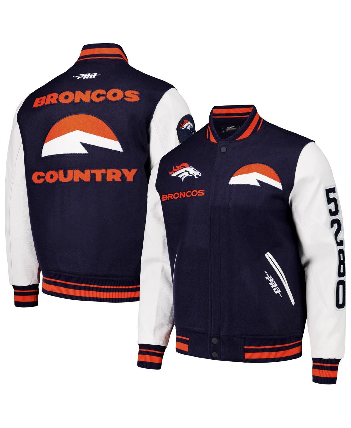 Men's Navy Denver Broncos Classic Wool Varsity Full-Snap Jacket - Navy