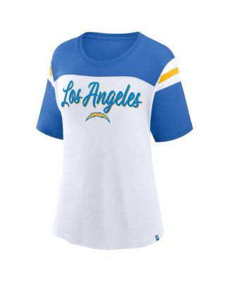 Women's White Blue Los Angeles Chargers Cheer Chant Fashion T-Shirt