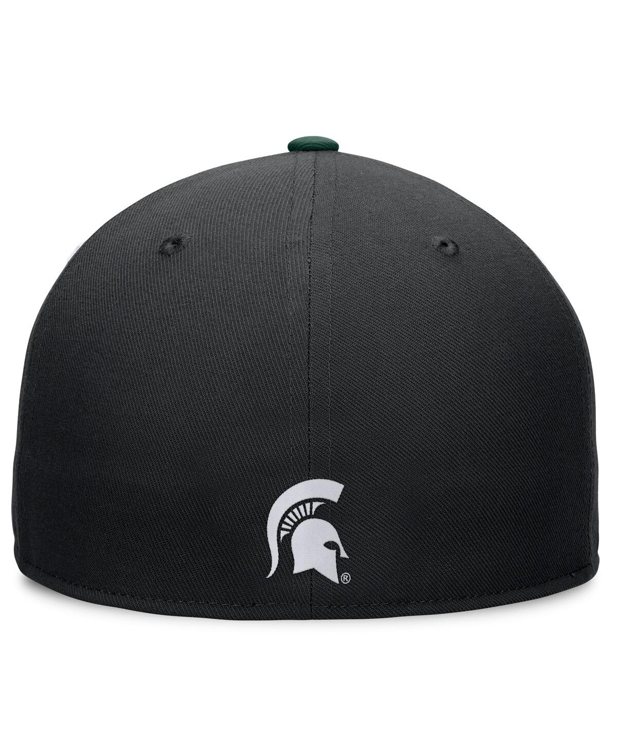 Top Of The World Men's White/green Michigan State Spartans Tri-tone Heritage Collector Fitted Hat In White,green