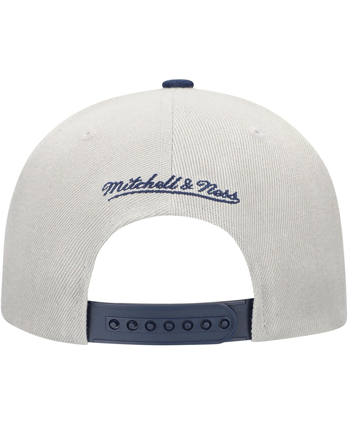 Mitchell & Ness Men's Gray/navy Atlanta Braves Knock Out Panel Snapback Hat In Gray,navy