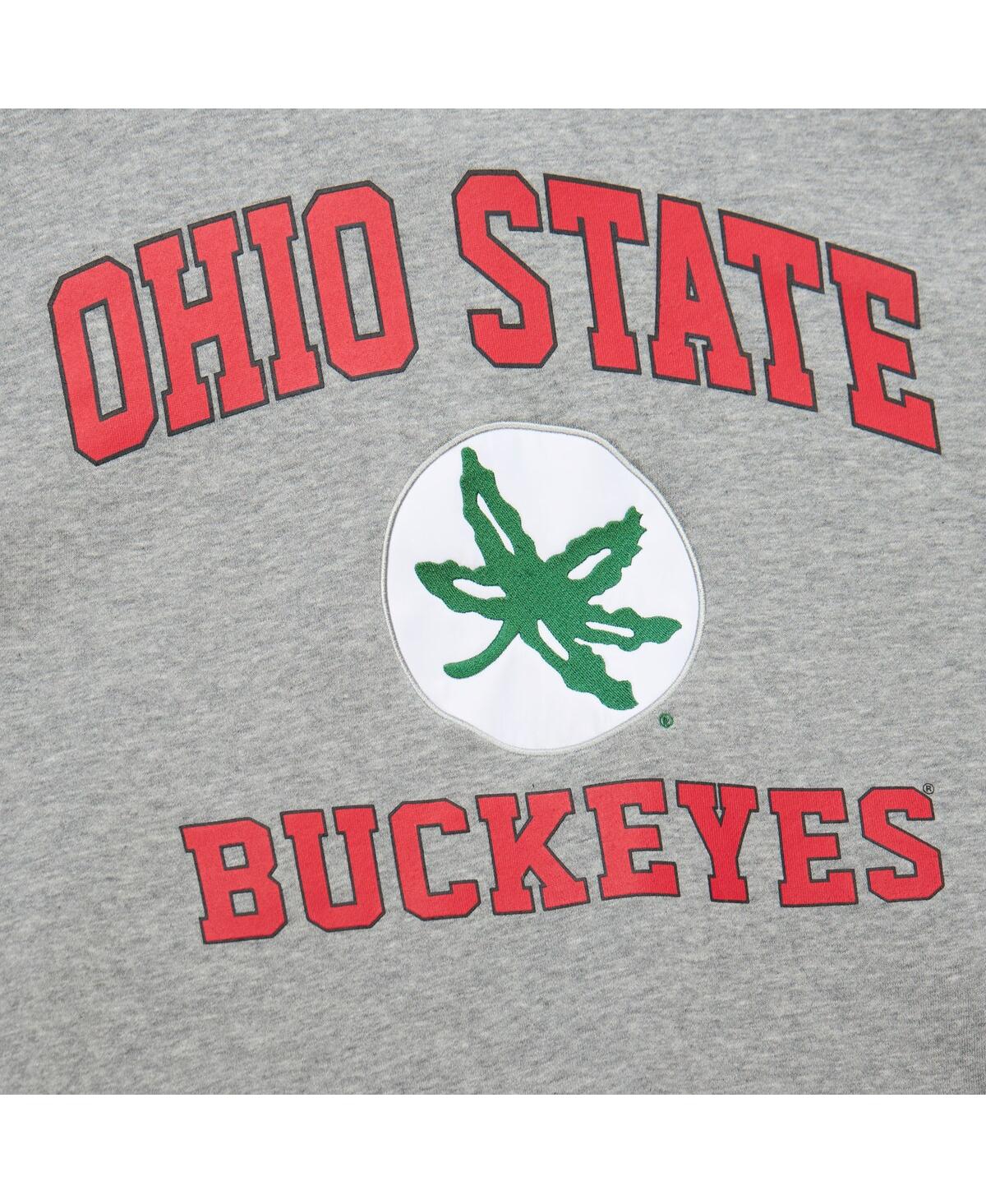 Mitchell & Ness Men's Grey Heather Ohio State Buckeyes Throwback Allover 4.0 Pullover Sweatshirt In Grey Heather