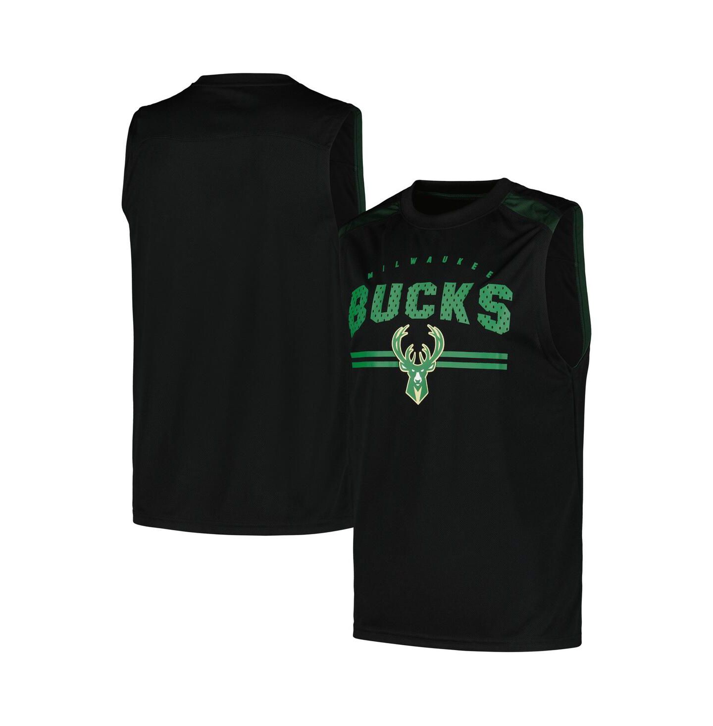 Мужской топ Fanatics Black Milwaukee Bucks Birdseye Muscle — фото 1