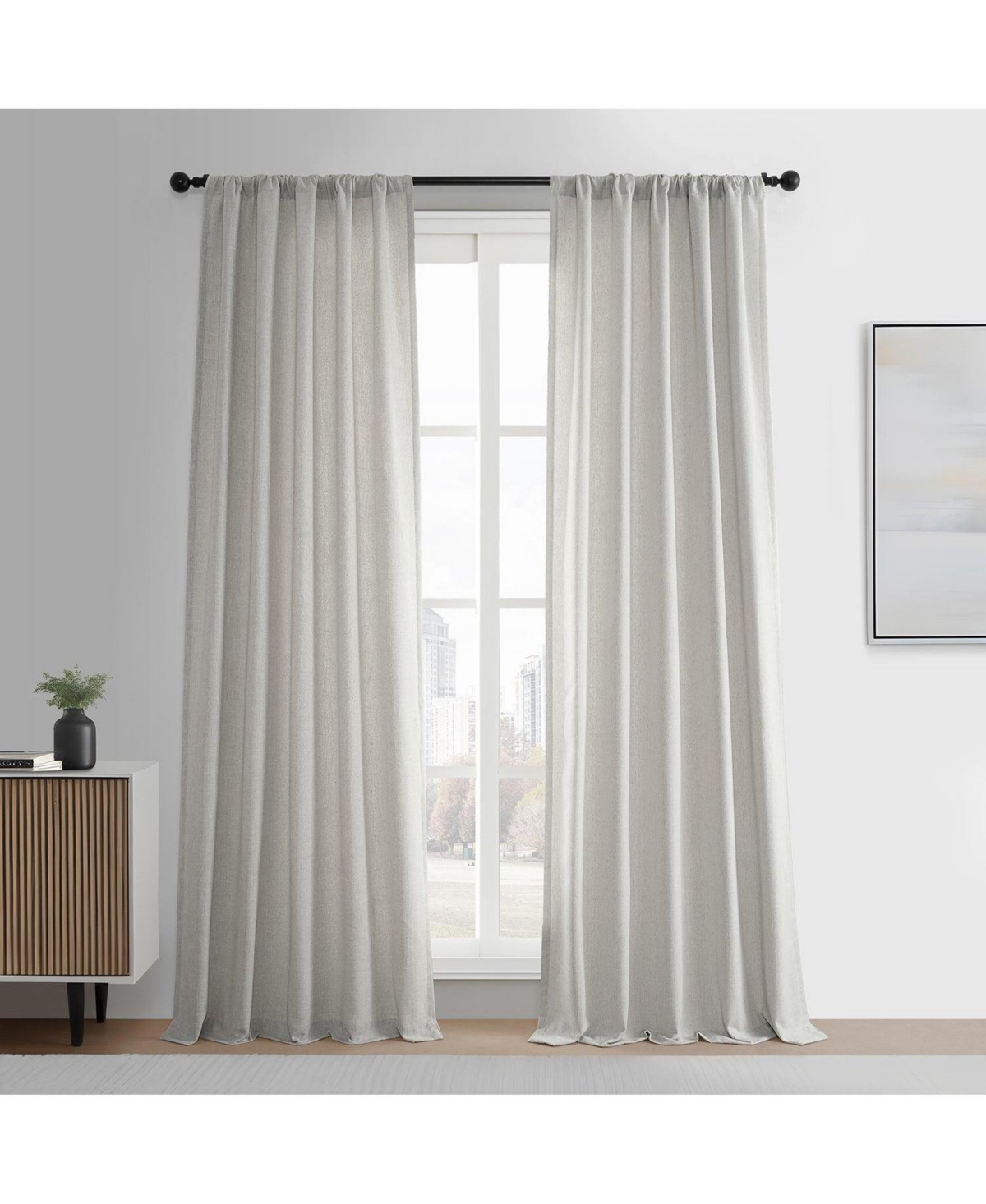 Half Price Drapes Light Sand Simply Faux Linen Curtain Pair (2 Panels) In Cream