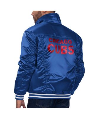 Men's Royal Chicago Cubs Silver Tab Satin Full-Snap Trucker Jacket