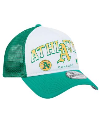 Men's White Oakland Athletics Retro Wordmark 9FORTY A-Frame Trucker Adjustable Hat