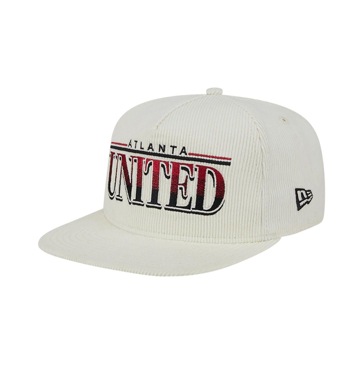 Мужская кепка New Era White Atlanta United FC Throwback Corduroy Golfer Adjustable Hat — фото 3