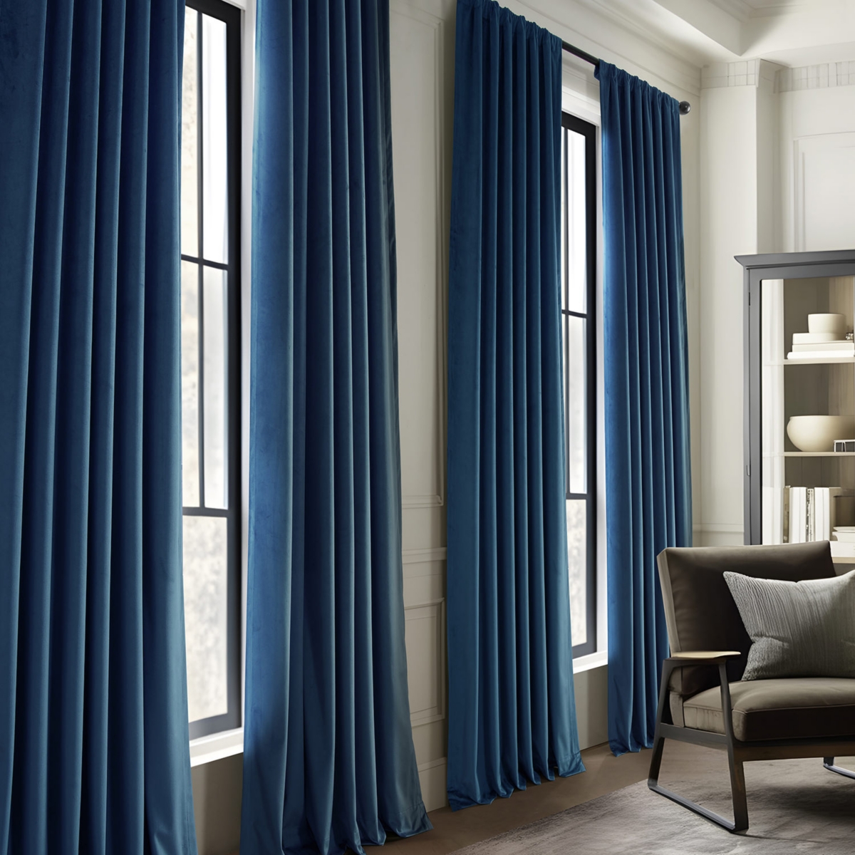 Half Price Drapes Deep Cobalt Blue Simply Velvet Room Darkening Curtain Pair (2 Panels