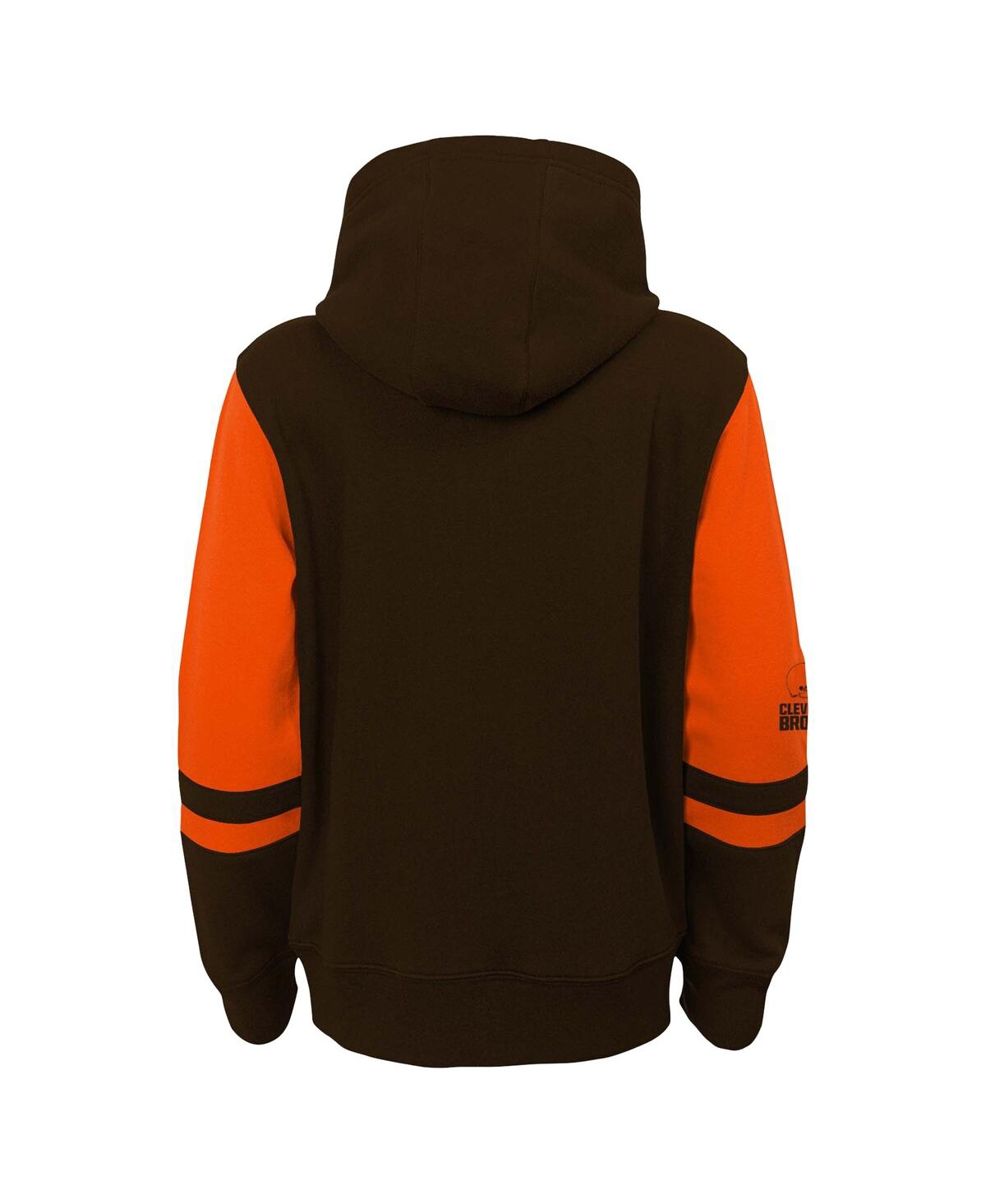Outerstuff Little Boys And Girls Brown Cleveland Browns Stadium Color Block Full-zip Hoodie In Brown