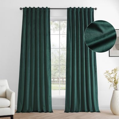 Deep Green Simply Velvet Room Darkening Curtain Pair (2 Panels)