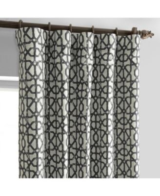 Metro Black Geometric Faux Silk Jacquard Room Darkening Curtain