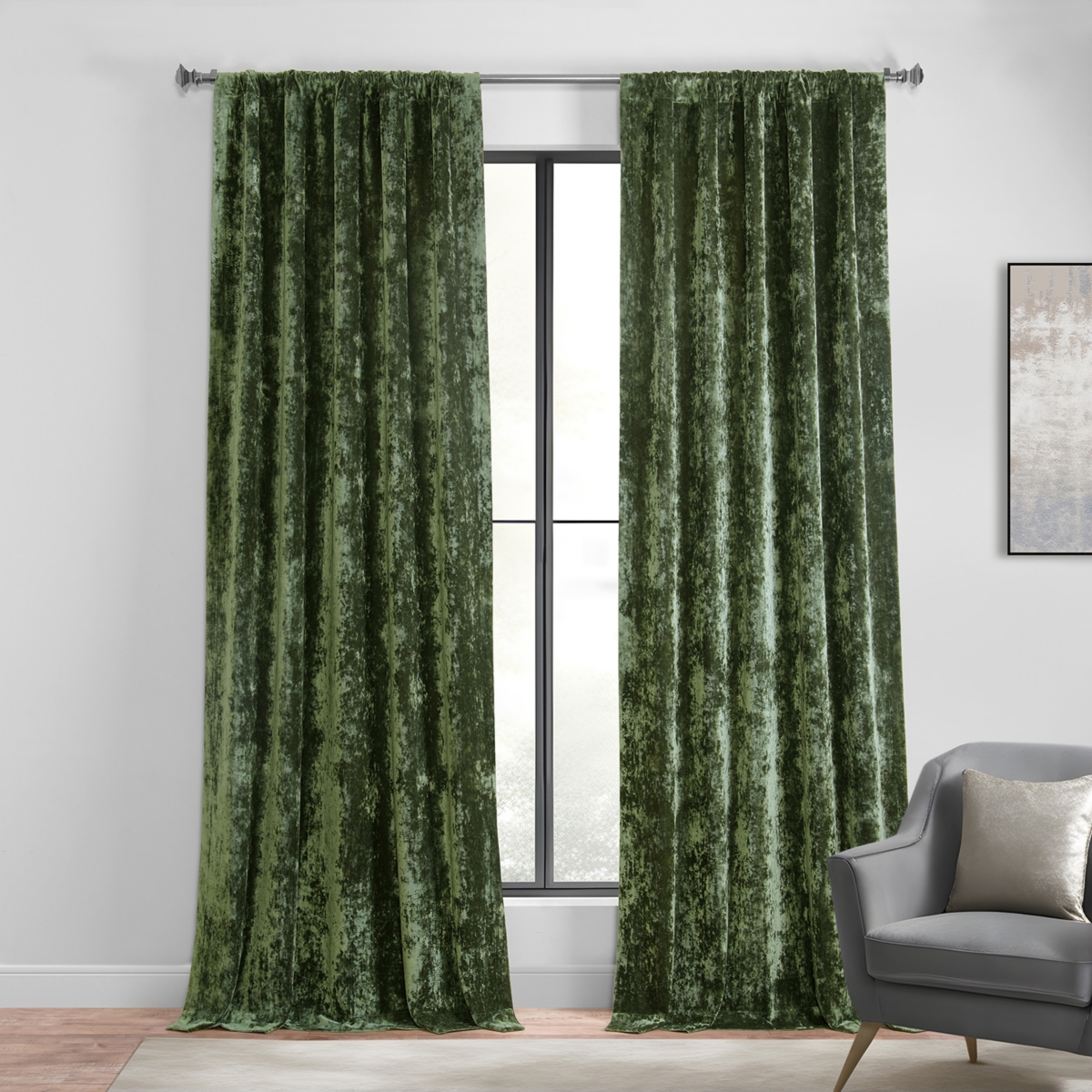 Half Price Drapes Emerald Green Lush Crush Velvet Room Darkening Curtain