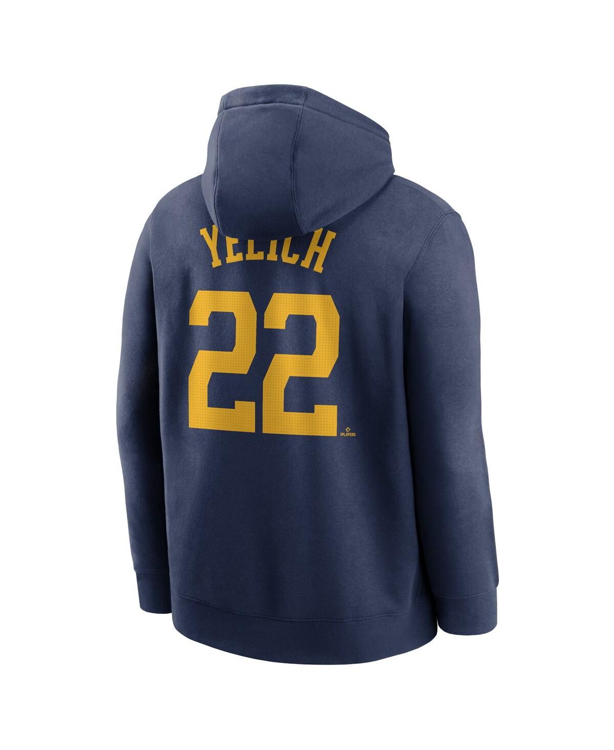 Nike Men's Christian Yelich Navy Milwaukee Brewers Player Name Number Club Pullover Hoodie In Navy
