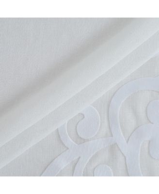 Natalie Linen Textured With 3D Velvet Scroll Design Light Filtering Window Panel Set, 76" W x 84" L