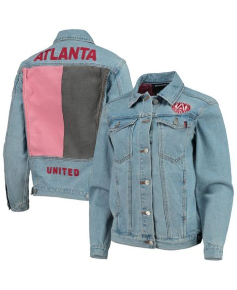 Женские куртки The Wild Collective Women's Blue Atlanta United FC Print Denim Button-Up Jacket