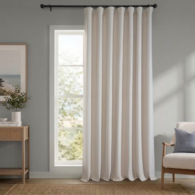 Extra Wide Faux Linen Room Darkening Curtains for Bedroom and Living Room Curtains (1 Panel)