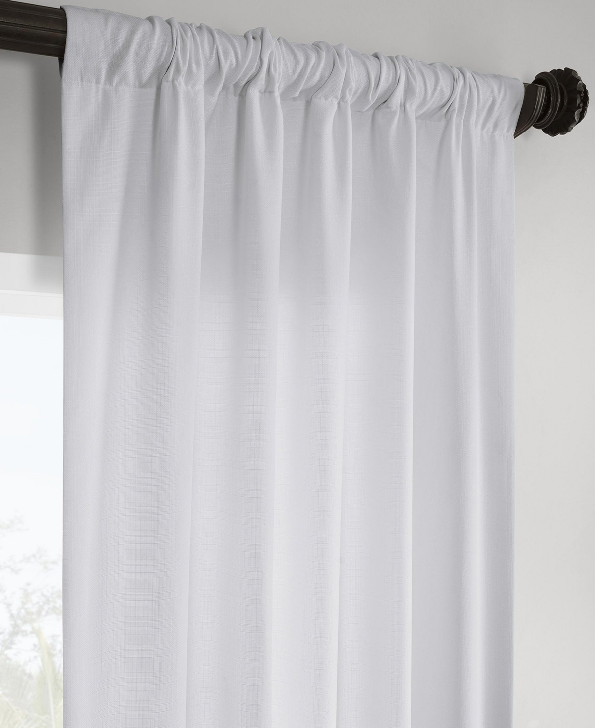 Half Price Drapes Dove White Italian Faux Linen Room Darkening Curtain