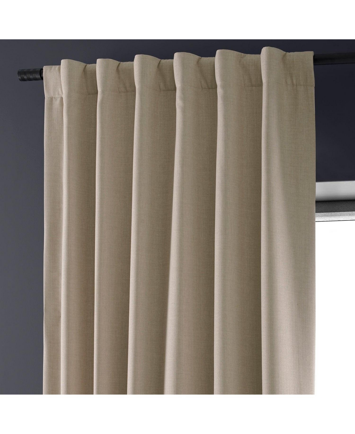 Half Price Drapes Safari Tan Faux Linen Hotel Blackout Curtain In Beige,tan