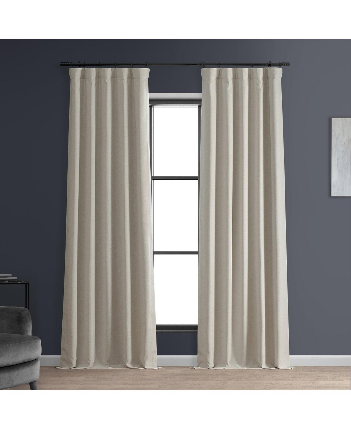 Half Price Drapes Caravan Beige Faux Linen Hotel Blackout Curtain In Beige,tan