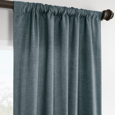 Sweden Blue Italian Faux Linen Room Darkening Curtain