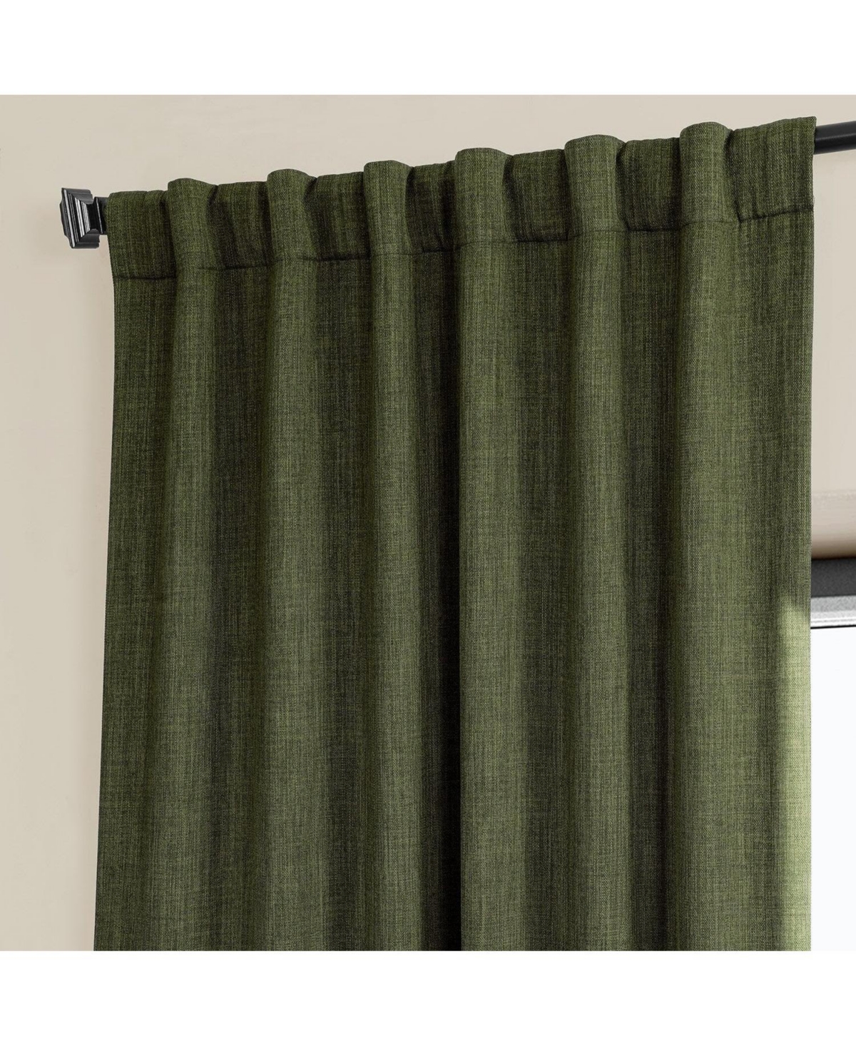 Half Price Drapes Textured Faux Linen Room Darkening Curtain In Green
