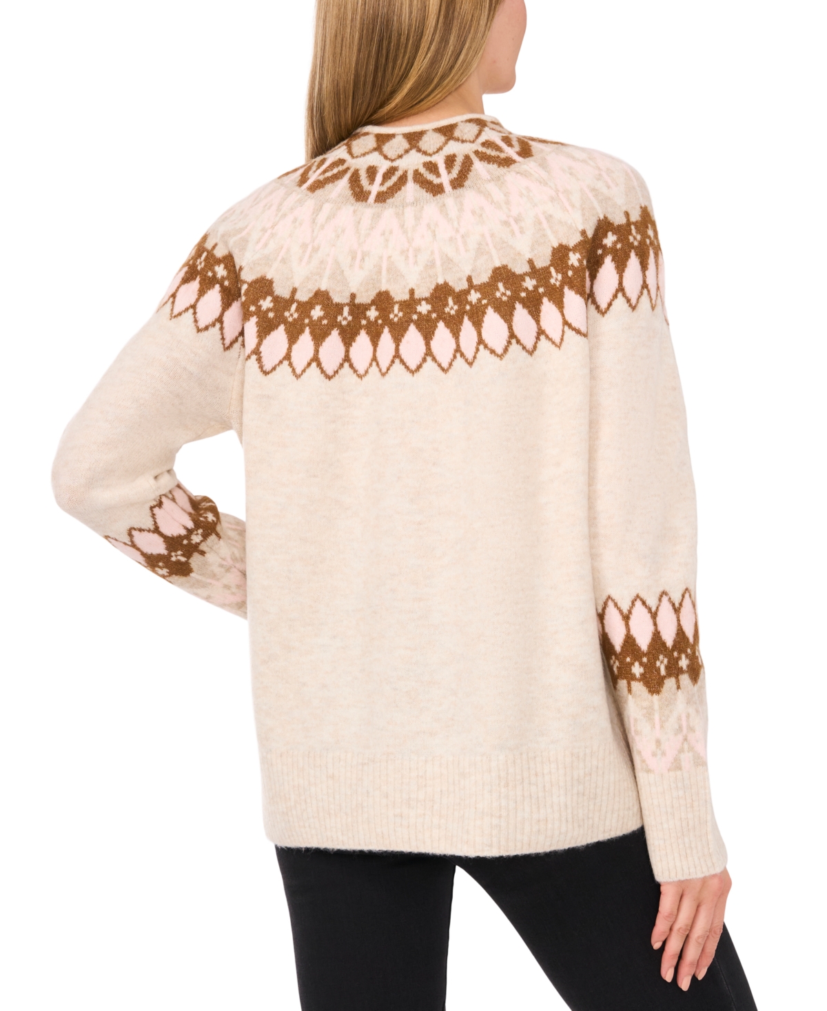 Cece Womens Printed Acrylic Mock Turtleneck Sweater In Malted