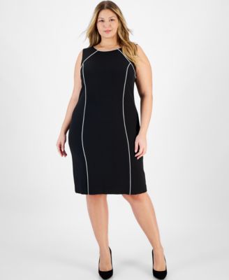 Plus Size Tipped Sleeveless Sheath Dress