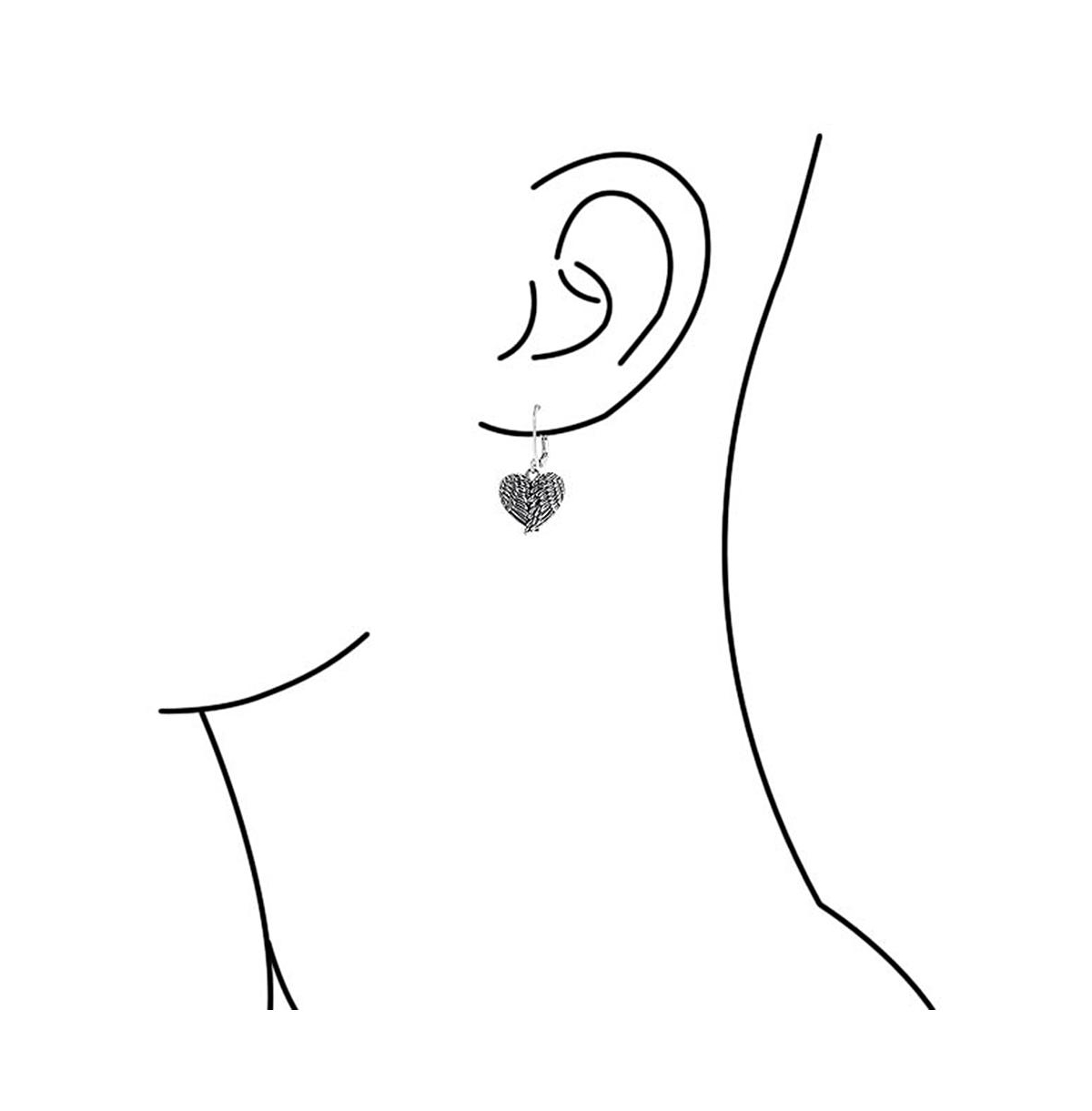 Bling Jewelry Jewelry Set Spiritual Amulet Heart Shaped Guardian Angel Wings Feather Photo Locket Necklace Pendant Dangle Earrings For Women Oxidized