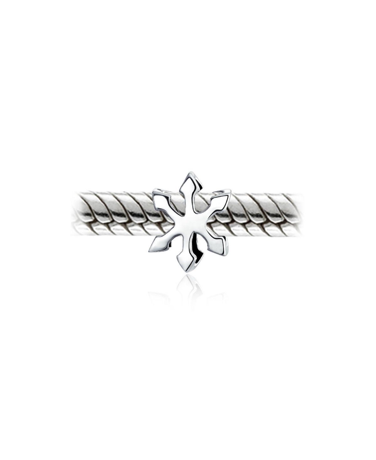 Bling Jewelry Holiday Party Frozen Winter Snowflake Shape Charm Bead For Women For SterlingFor European Bracelet - Silver