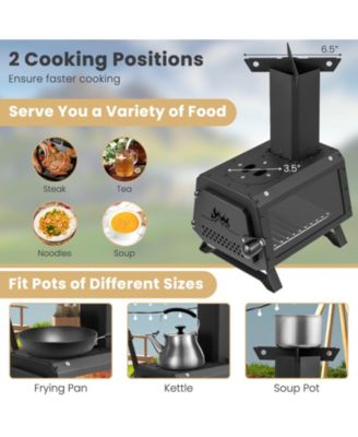Portable Wood Camping Burning Stove Heater with 2 Cooking Positions