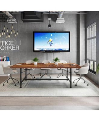 6FT Conference Table, Rustic Rectangle 70.8" W x 35.4" D Meeting Table, Industrial Seminar Table Boardroom Desk