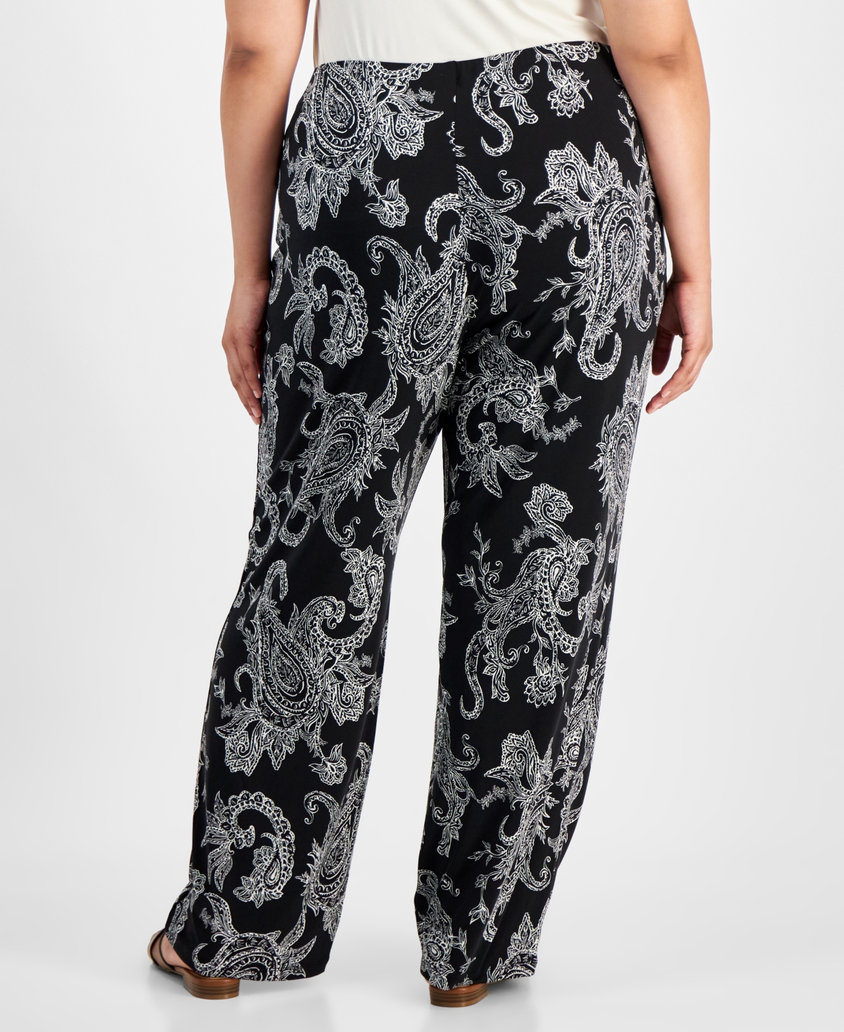 Jm Collection Plus Size Paisley-Print Pull-On Pants, Created for Macy's