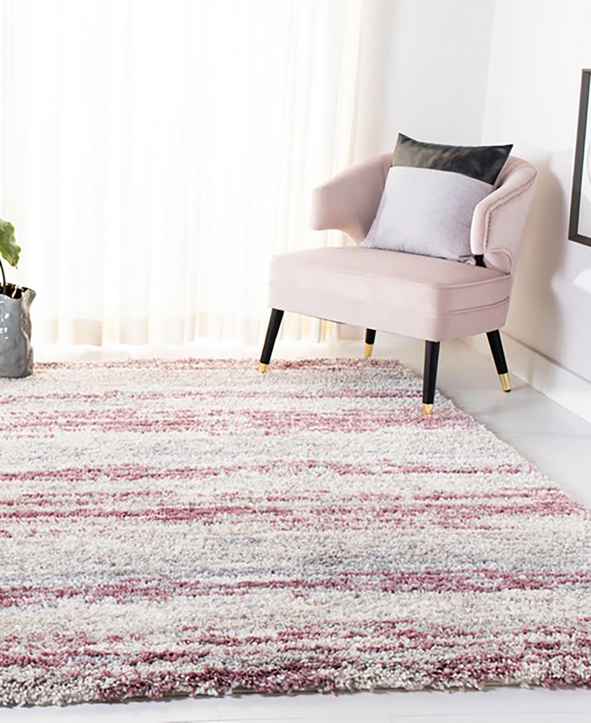 Safavieh Fontana Shag FNT842B 3'x5' Area Rug -Pink