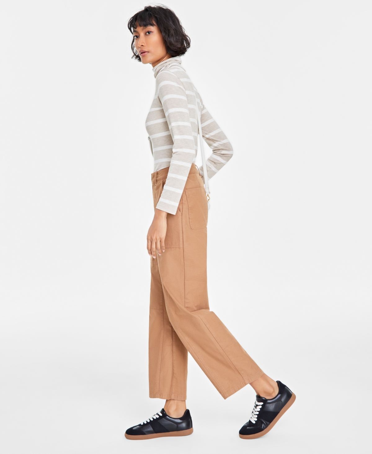 On 34th Women's Utility-pocket Barrel-leg Chinos, Created For Macy's In Salty Nut