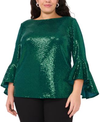 Macy's plus size sequin tops online