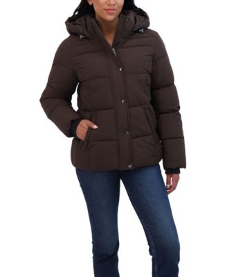 Women's Short Hooded Stretch Puffer Jacket
