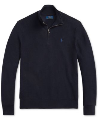 (取寄) ラルフローレン メンズ メッシュ-ニット コットン 1/4 ジップ セーター Polo Ralph Lauren men Mesh-Knit Cotton 1/4 Zip Sweater Camel Melange Mesh-Knit Cotton Quarter-Zip Sweater | Ralph Lauren