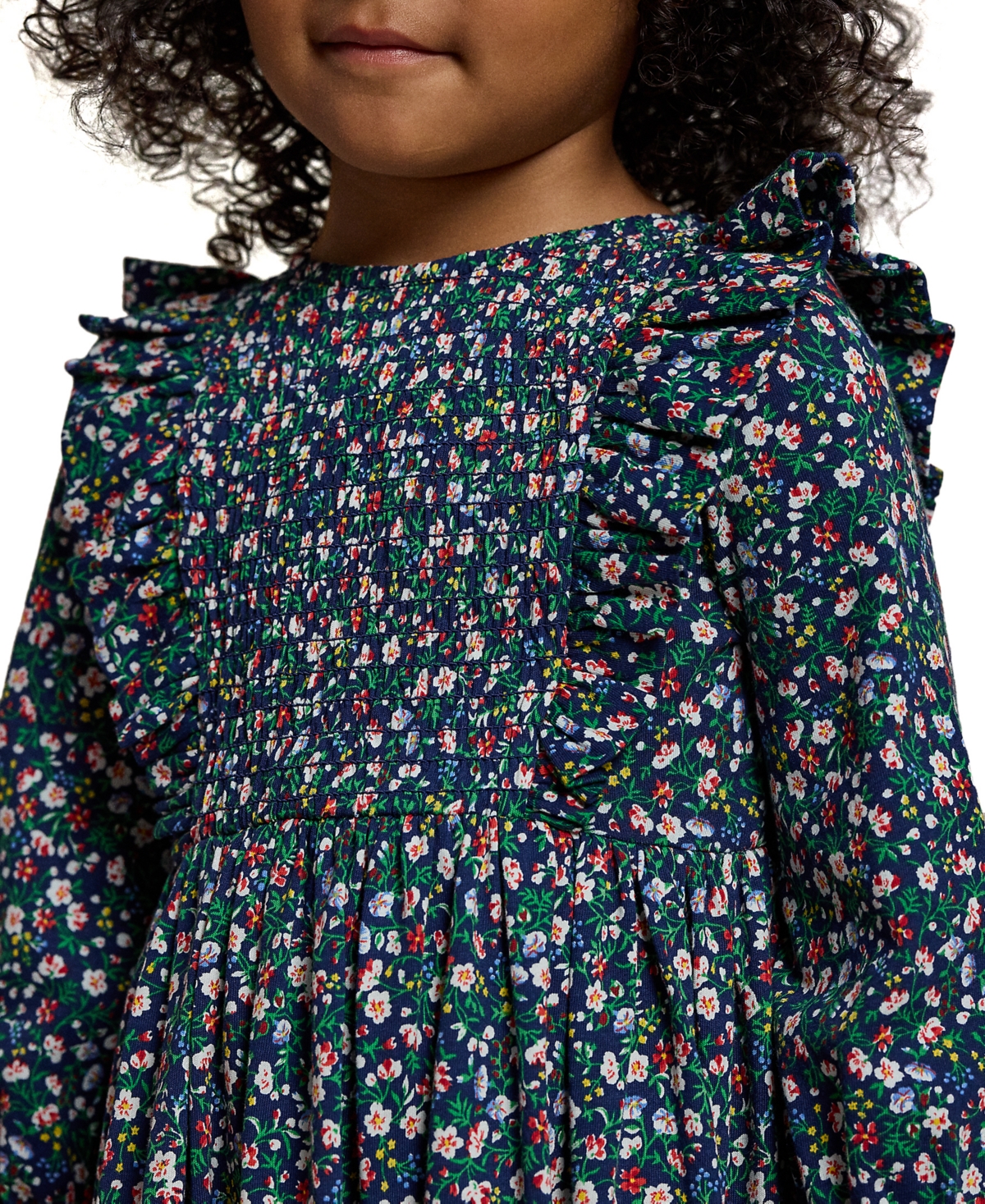 Polo Ralph Lauren Toddler and Little Girls Floral Smocked Cotton Jersey Dress - NAVY PP C7998