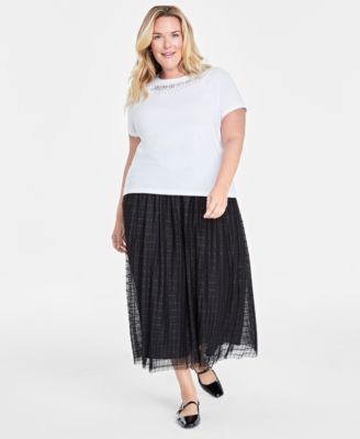 Plus Size Embellished Tee Tulle A Line Midi Skirt Created for Macy s