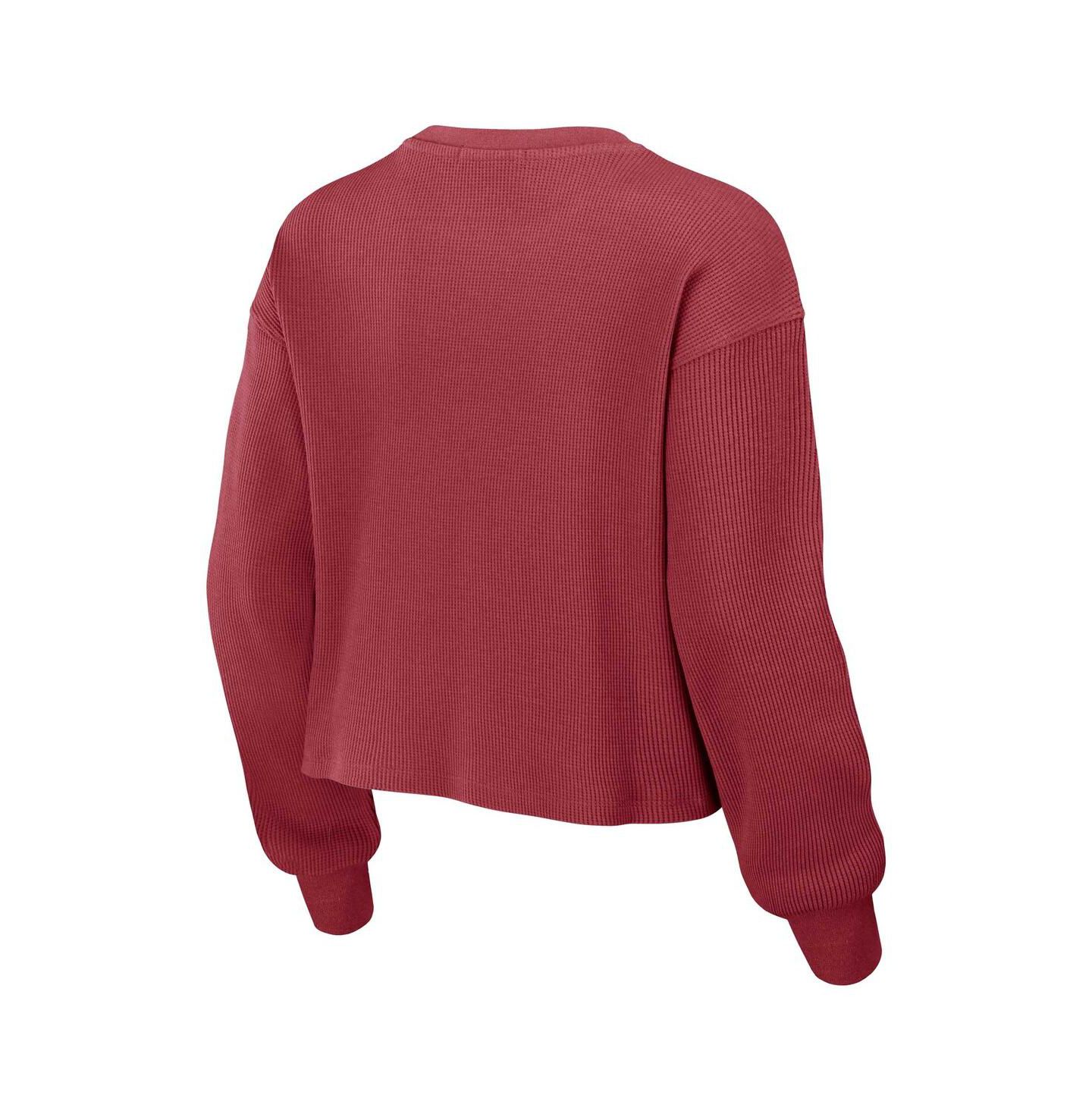 WEAR by Erin Andrews Women's Cardinal Arizona Cardinals Waffle Knit Long Sleeve T-Shirt & Shorts Lounge Set — фото 3