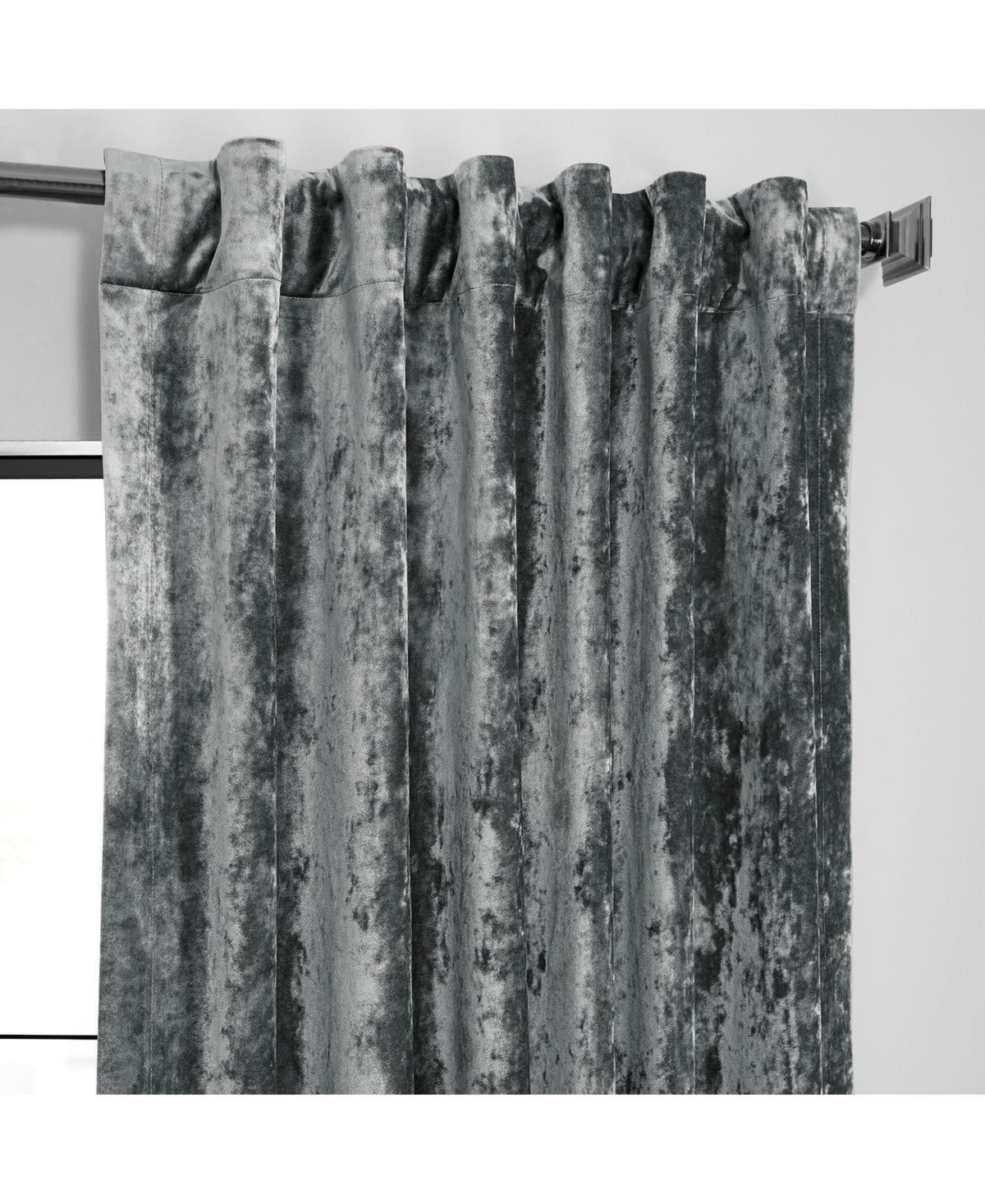 Half Price Drapes Stone Grey Lush Crush Velvet Room Darkening Curtain